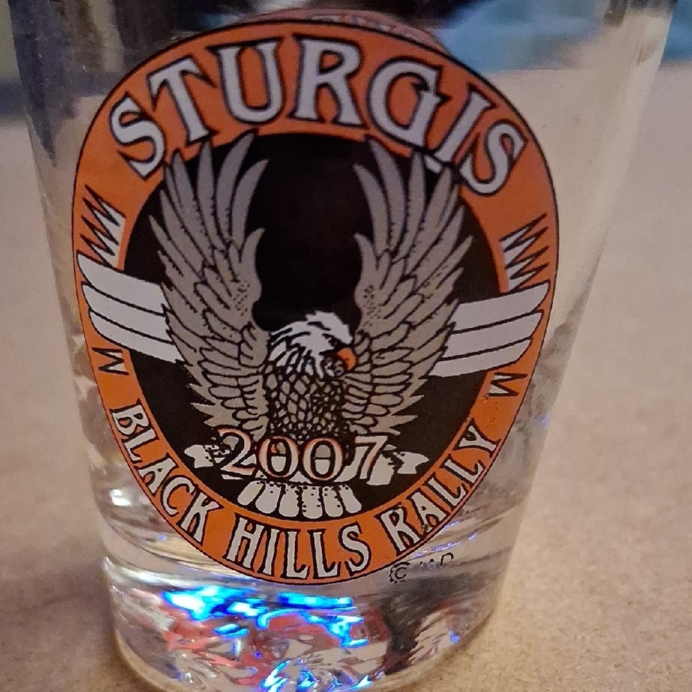 Sturgis Black Hills Rally 2007 Shot Glass - Orange and Black